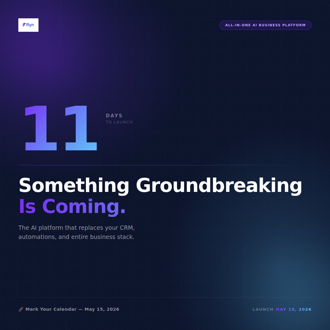 flynai's tweet image. Something groundbreaking is coming.

For too long, businesses have been duct-taping together 10+ tools just to run their operations. CRMs that don't talk to marketing. Automations that break. AI

#FLYNAI #ComingSoon #AIAutomation #BusinessAutomation #CRM #Countdown #FutureOfWork