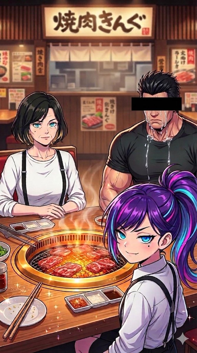 jt_m2yyyyyykj's tweet image. グリ父です。
長男が初任給で家族に焼肉をご馳走してくれました。家族は喜んでいましたが、長男が1番楽しそう

社会人になって親や兄弟を大事にする長男を見て、改めて大人になったなと思うグリ父です。

みなさんは初任給で何しました？
私は何もしなかったような？💦

#AIart #AIイラスト #SFA
