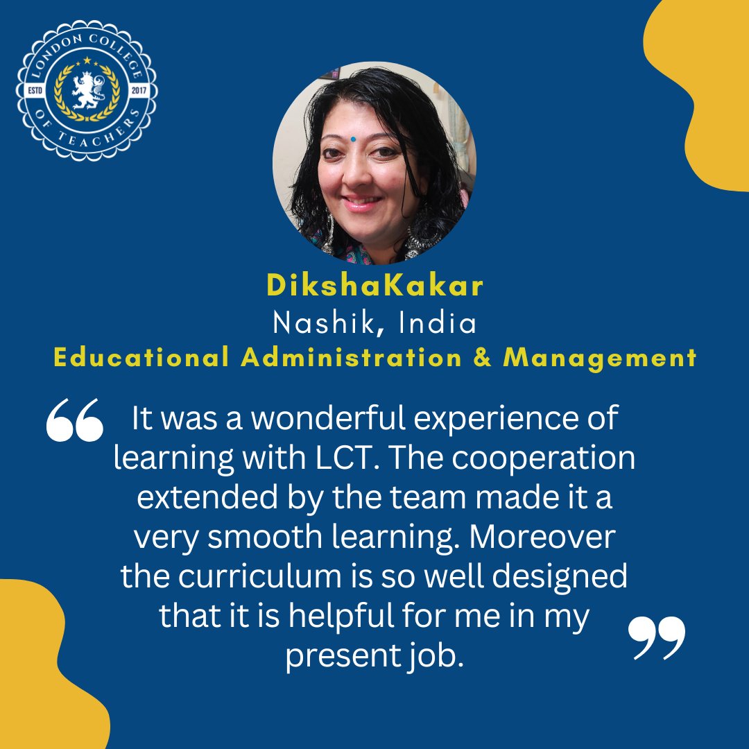 LearnWithLCT's tweet photo. Thank you so much for your kind words. We are proud to share feedback from one of our students.

For more information, please visit ℹ️🌐https://t.co/QpOYf1AxYy 📞+91 96747 42489

#LondonCollegeofTeachers #TeacherTrainingCourse #EducationalAdministrationandManagement https://t.co/OLIAAOUfmP