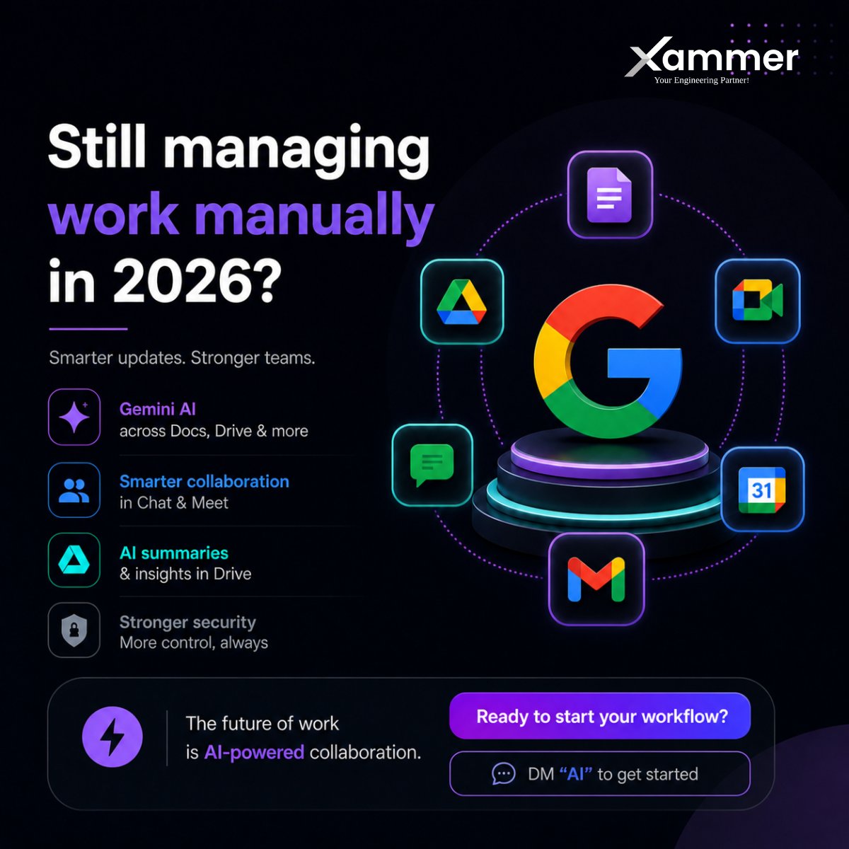 XammerUni's tweet image. Still managing work manually in 2026? 👀
AI Agents + #GoogleGemini + #GWS are changing how businesses work ⚡

✅ Auto summaries
✅ Smarter collaboration
✅ Automated workflows
Future of work is already here 🚀
Built with Xammer

#AIAgents #GoogleWorkspace #FutureOfWork #Xammer