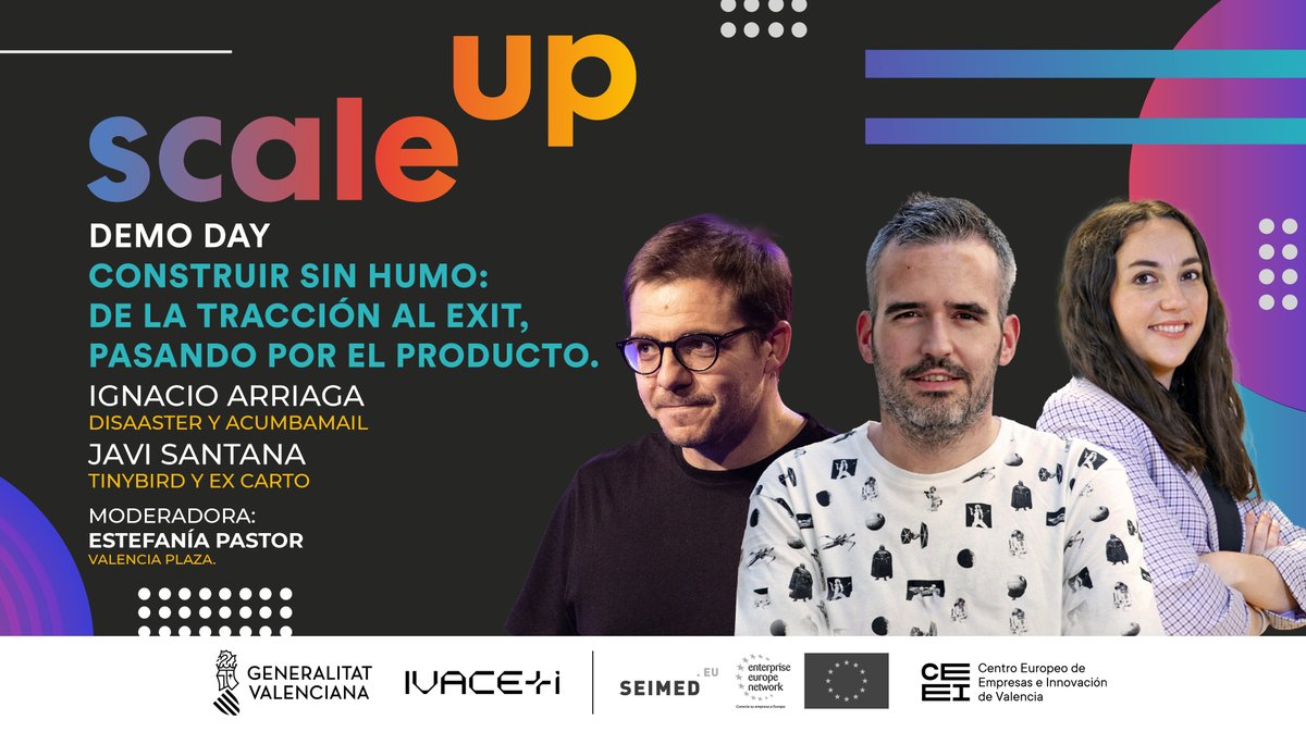 ceeivalencia's tweet photo. ¡Es mañana! 😬

Por fin nos veremos las caras en el Demo Day de #ScaleUpVLC para conocer a las 10 startups del programa de aceleración.

Nos acompañarán dos súper cracks como @ignacio_arriaga y @javisantana.

Estás a tiempo de inscribirte 👉 https://t.co/BLnJNOOSGl https://t.co/zw3i1O4jxK