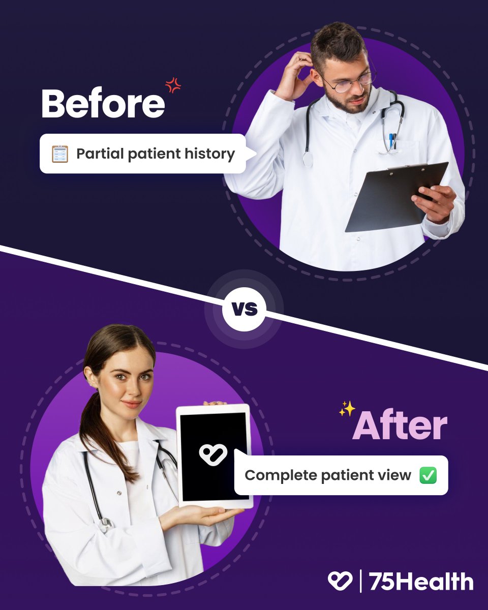 75Health's tweet photo. Incomplete data leads to incomplete decisions. ⚠️

With 75Health, get a complete patient view—every time. ✅📊

#75Health #EHR #EMR #Healthcare #ElectronicHealthRecord #DigitalHealthRecord #DigitalHealthCare https://t.co/UGc58mM1ns