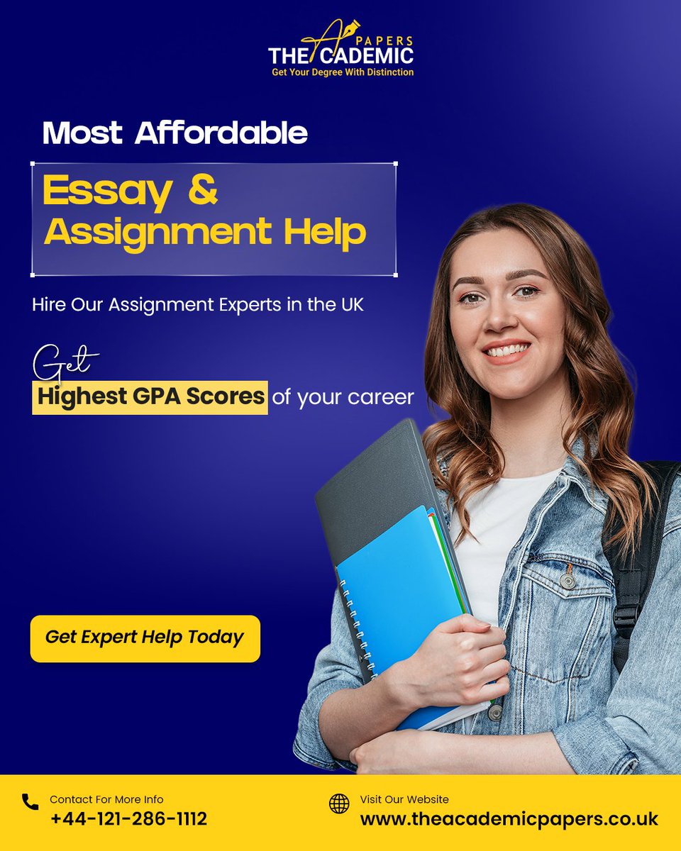AcademicPapers3's tweet image. Most Affordable Essay &amp;amp; Assignment Help!Achieve the highest GPA scores of your career with expert guidance from the UK.
✅ Get Expert Help Today: theacademicpapers.co.uk 
✅ Contact us at: +44-121-286-1112

#AcademicSuccess #AssignmentHelp #GPAgoals #StudyUK