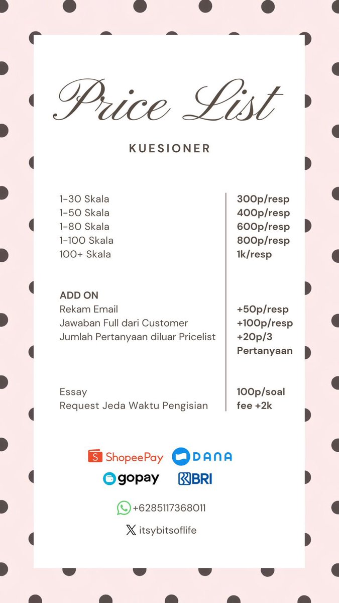 ama ‘jasa joki kuesioner 300p | NO DM tweet media
