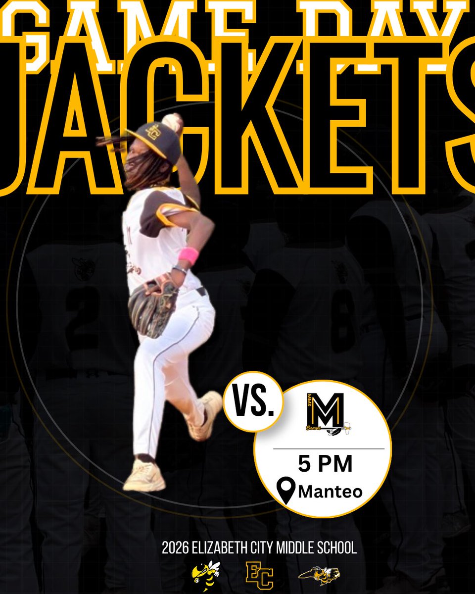 ECMSbsb's tweet photo. Round one. Let’s go 

🆚 Manteo
🕔 5 PM
📍Manteo, NC
#ECBaseball#Jacketsbaseball https://t.co/5oJYU7IaY7