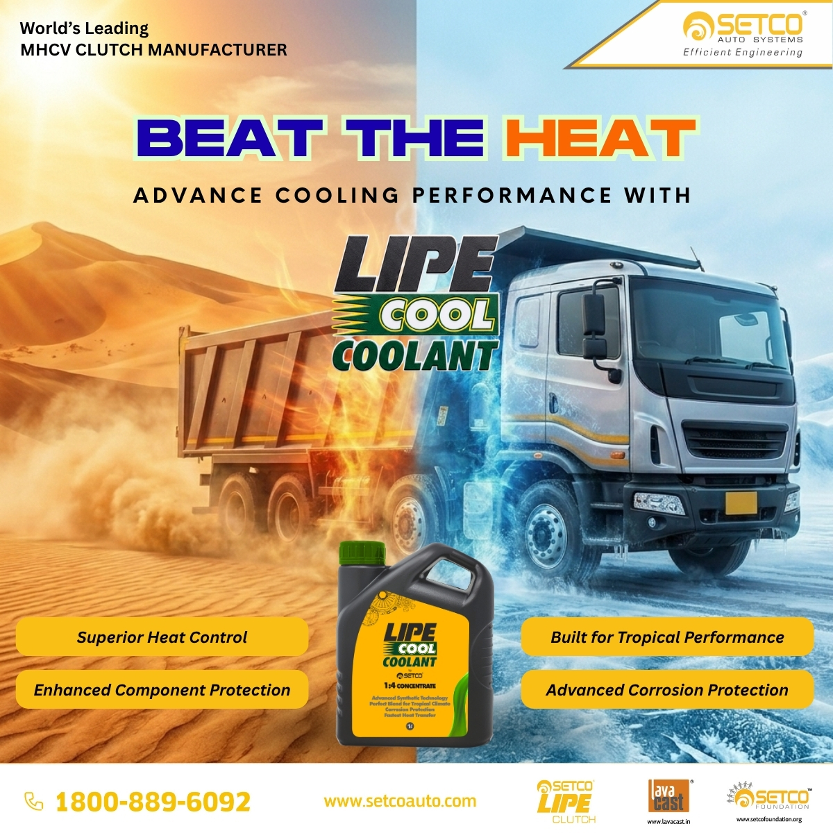 SetcoAutomotive's tweet photo. When the heat rises, performance shouldn’t drop.
Setco's LIPE Coolant keeps your engine running cool, powerful, and protected.

Beat the heat. Drive with confidence.

#SetcoAutoSystems #LIPECoolant #BeatTheHeat #TruckPerformance #EngineProtection https://t.co/kNH8B3zynb