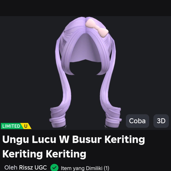 huyuh6321's tweet image. wts #7
roblox.com/id/catalog/103…

#ROBLOX #UGC #roblox #hair #sell