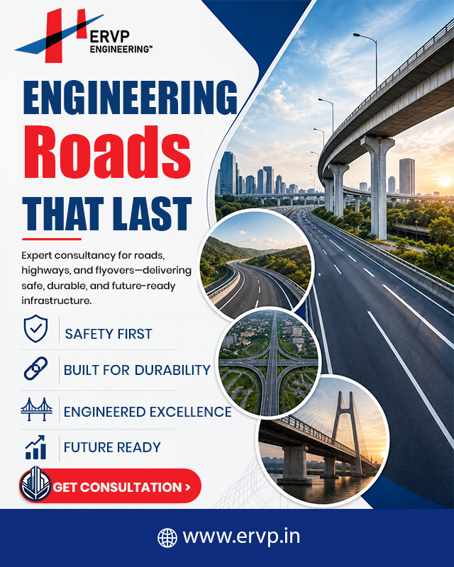 ERVPEngineering's tweet image. Stronger roads. Smarter infrastructure.ERVP Engineering delivers expert consultancy for highways, flyovers &amp;amp; large-scale projects—built for safety, durability &amp;amp; the future.🌐 ervp.in#EngineeringExcellence #Infrastructure #RoadConstruction #SmartEngineering