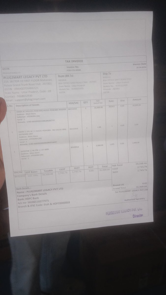 mishravipin7895's tweet image. Poor service experience with Haier India. Technician misbehaved, made insulting remarks about my AC purchase, and tried overcharging (₹1100 stand, ₹350 extra labour despite ₹1414 installation). This is unacceptable.
@IndiaHaier @jagograhakjago @DoC_GoI #CustomerRights #service