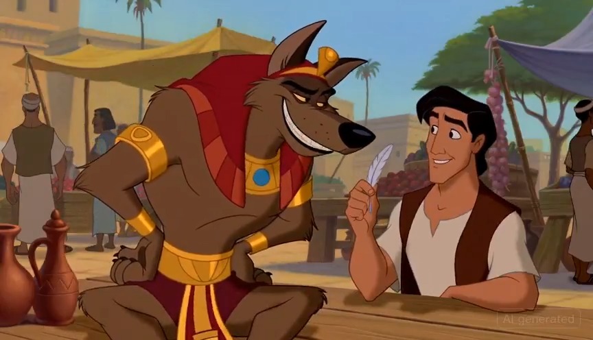 90s Disney Style Anubis Market Scene AI video template preview