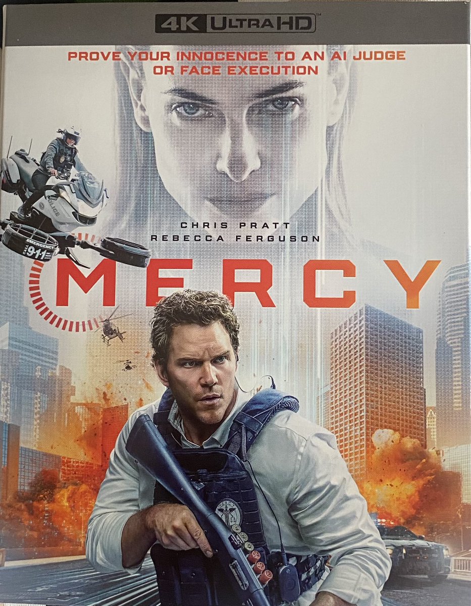 indieimmy's tweet image. #NowWatching on 4K UHD starring Chris Pratt and Rebecca Ferguson in #Mercy directed by Timur Bekmambetov.