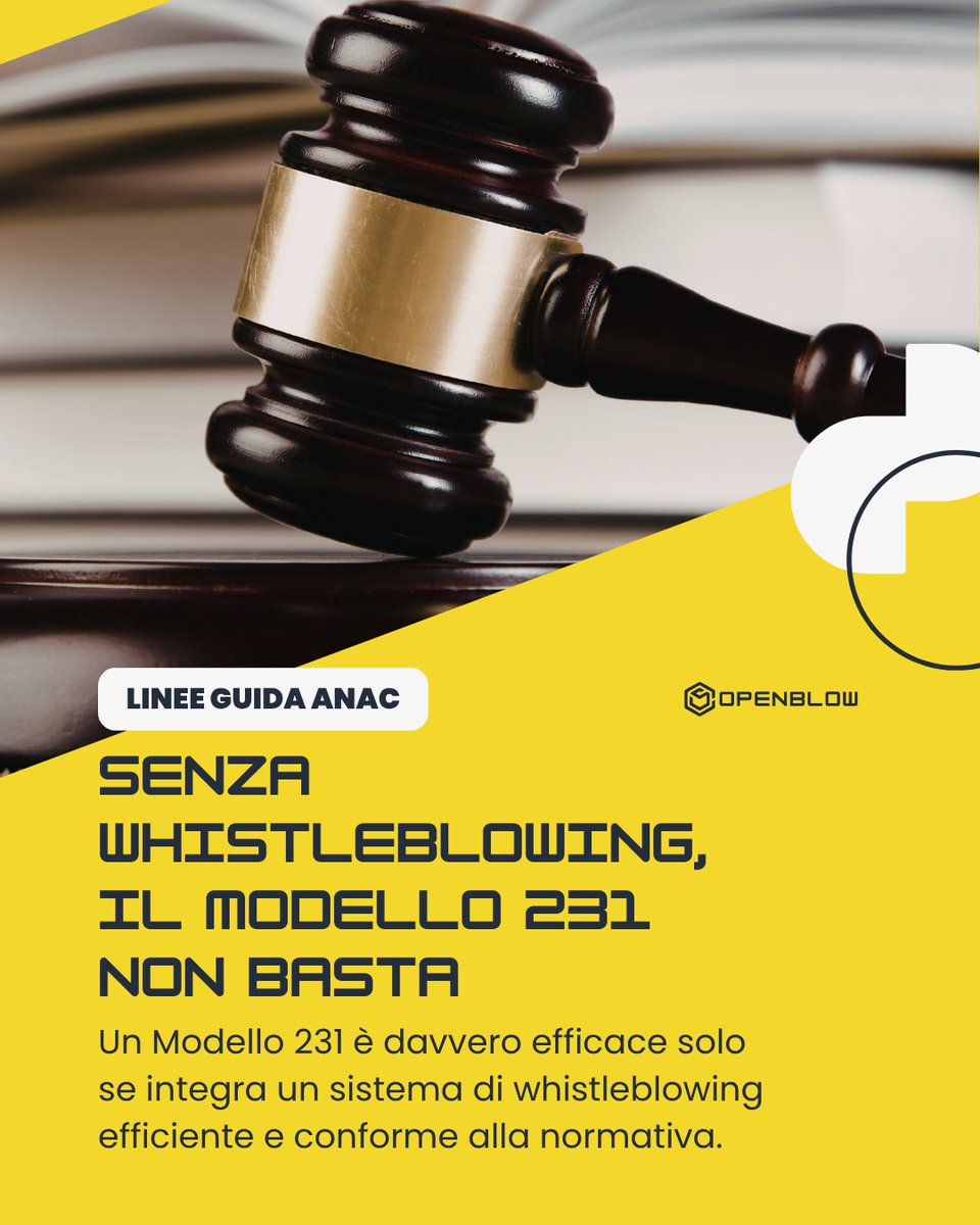 OpenBlow's tweet photo. Il #whistleblowing non è solo un obbligo normativo: è una parte fondamentale del Modello 231.
Per essere davvero efficace, il #MOG231 deve includere un sistema di segnalazione sicuro e conforme alla legge.➡️https://t.co/JRAfDUcFXB https://t.co/6CcDvbfs7G