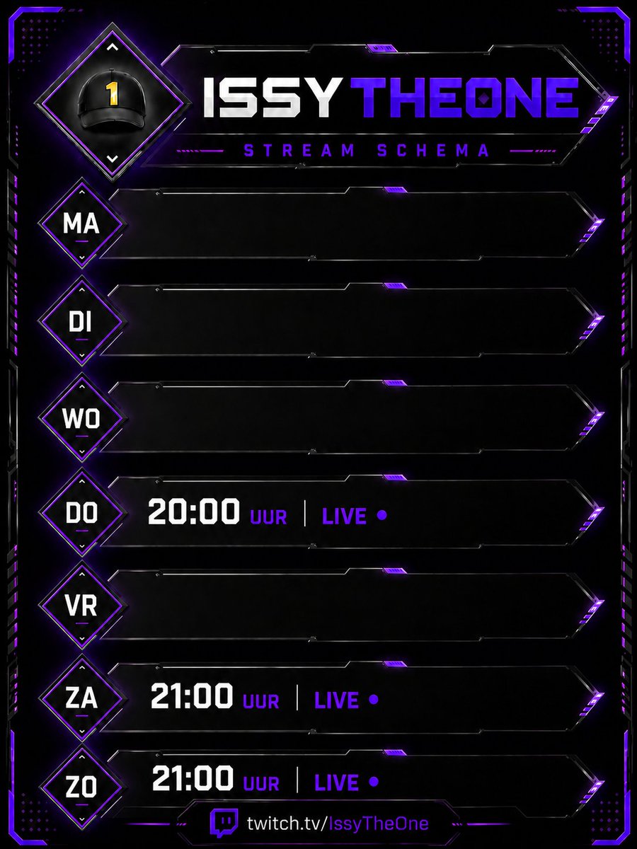 IssyTheOne's tweet photo. Stream schema voor deze week 👀 https://t.co/GD8sq4MA4J