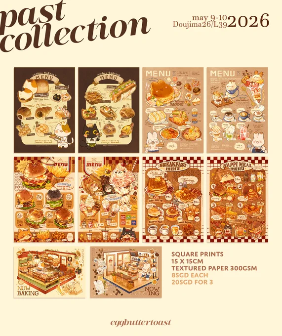 (2/4) Older collections and restocks! totebag, pouch, prints, and stickers! Doujima, SUNTEC exhibition center eggbuttertoast-L39 #doujimasg #doujima2026