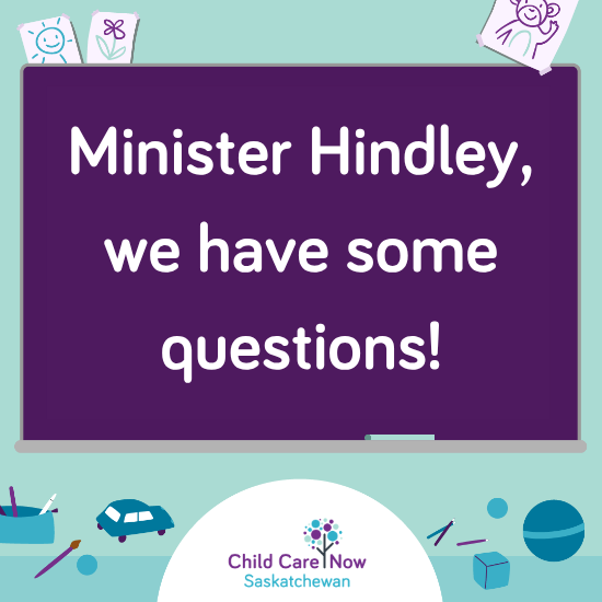 CCNowSask's tweet photo. Looking for answers about the new SK child care agreement? So are we! We're posting our most burning questions for Minister Hindley here the next few weeks, for you to share and ask him (or your MLA) as well!

Find the full list of questions on our website (link in bio)

#skpoli https://t.co/onnMLm84M4