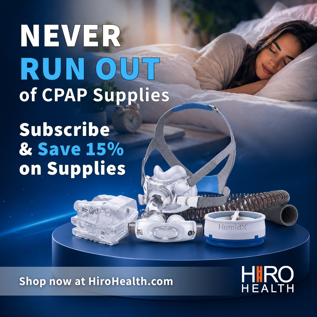 hirohealth's tweet image. Running out of CPAP supplies can disrupt your sleep therapy.

Stay consistent with HiroHealth subscription plan:

✔ Auto replacements
✔ Fresh supplies
✔ Save 15% every order.

No stress, no reminders.

Subscribe today at HiroHealth.com 

#CPAP #SleepBetter #hirohealth