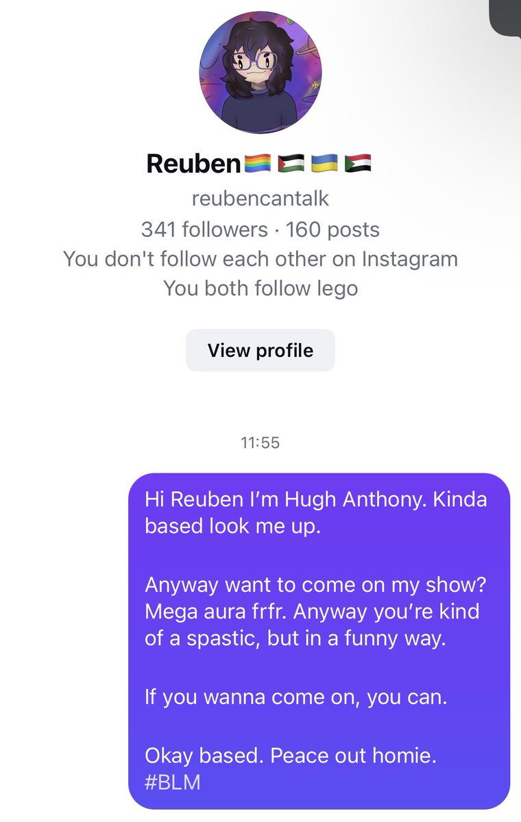 TheHughAnthony's tweet photo. I have invited Reuben to come on my show.

After binging some of his content, he is unintentionally hilarious and my favourite spastic.

Reuben please accept this invitation. https://t.co/4kCp9hfsGZ
