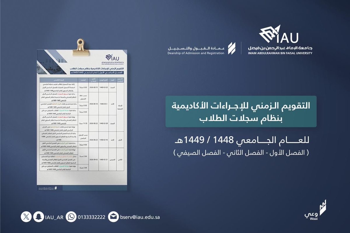 عمادة القبول والتسجيل tweet media