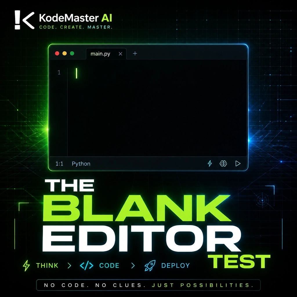 KodeMasterAI's tweet image. Stop copying, start building. 🛠️

Stuck in tutorial hell? Try the "Blank Editor Test": Build a feature from scratch in your IDE: no YouTube.

Struggling is where learning starts. At KodeMaster AI, we ditch videos for real builds.

#CodingTips #KodeMasterAI #CareerReady