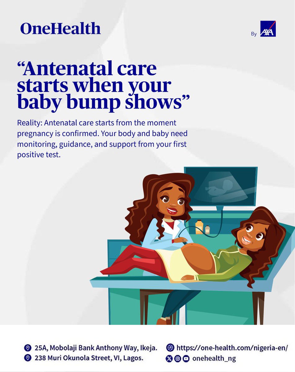 OneHealth_ng's tweet image. There’s a lot people say about pregnancy but what’s true and what’s not? 👀

Our Virtual Antenatal Clinic  replay is available on YouTube. Click link in bio to watch.

#OneHealth #OneHealthbyAxa 
#Pregnancy #AntenatalCare #MaternalHealth