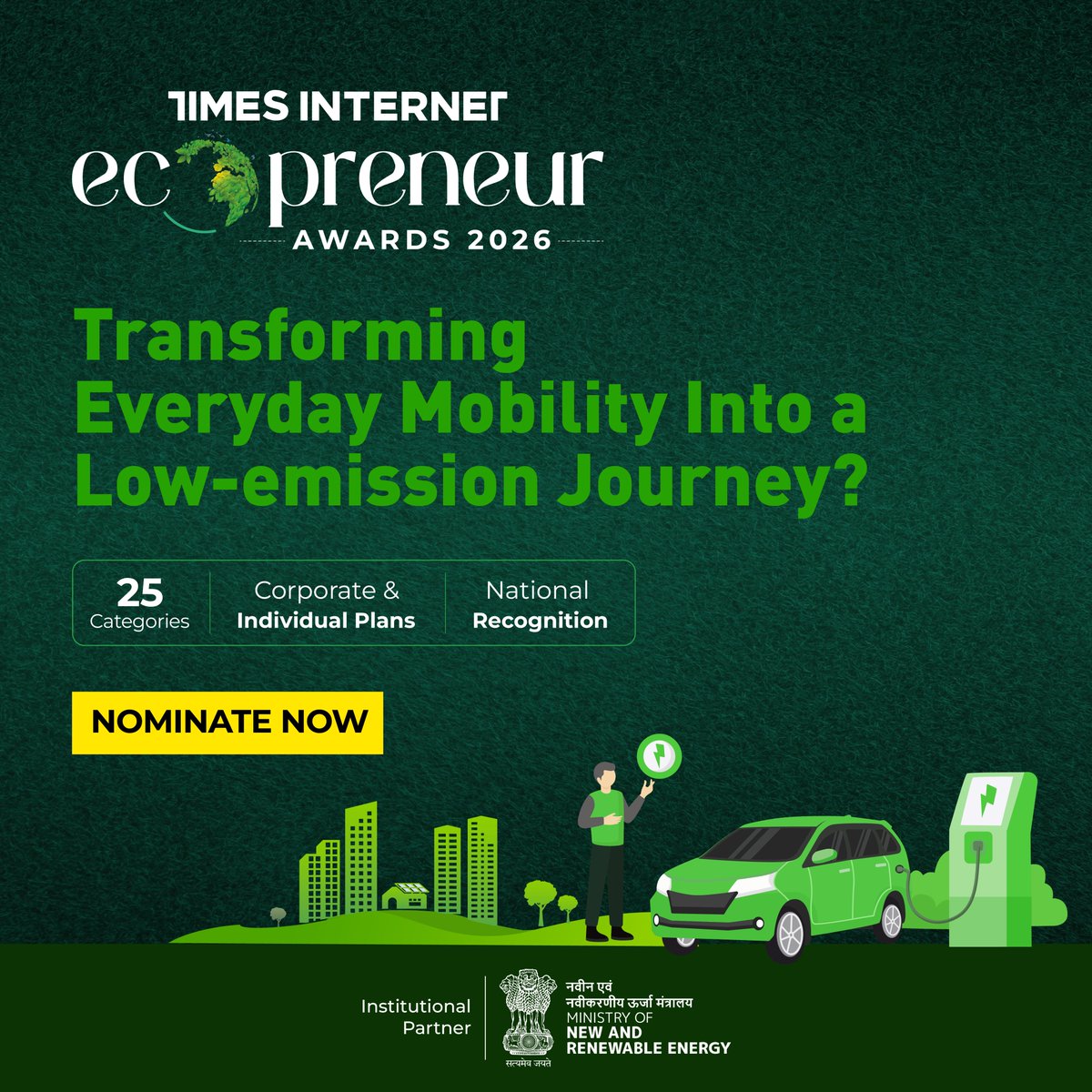 timesofindia's tweet image. Redefining how we move with every journey?

It’s time your impact gets recognised.

Start your nomination journey today. toi.in/X_EV_Ecosystem

#EcopreneurAwards #SustainableFuture #Entrepreneurship