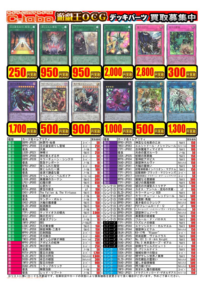 遊戯王 買取情報】 🔥デッキパーツの買取募集中🔥 お持ち込みお待ちし