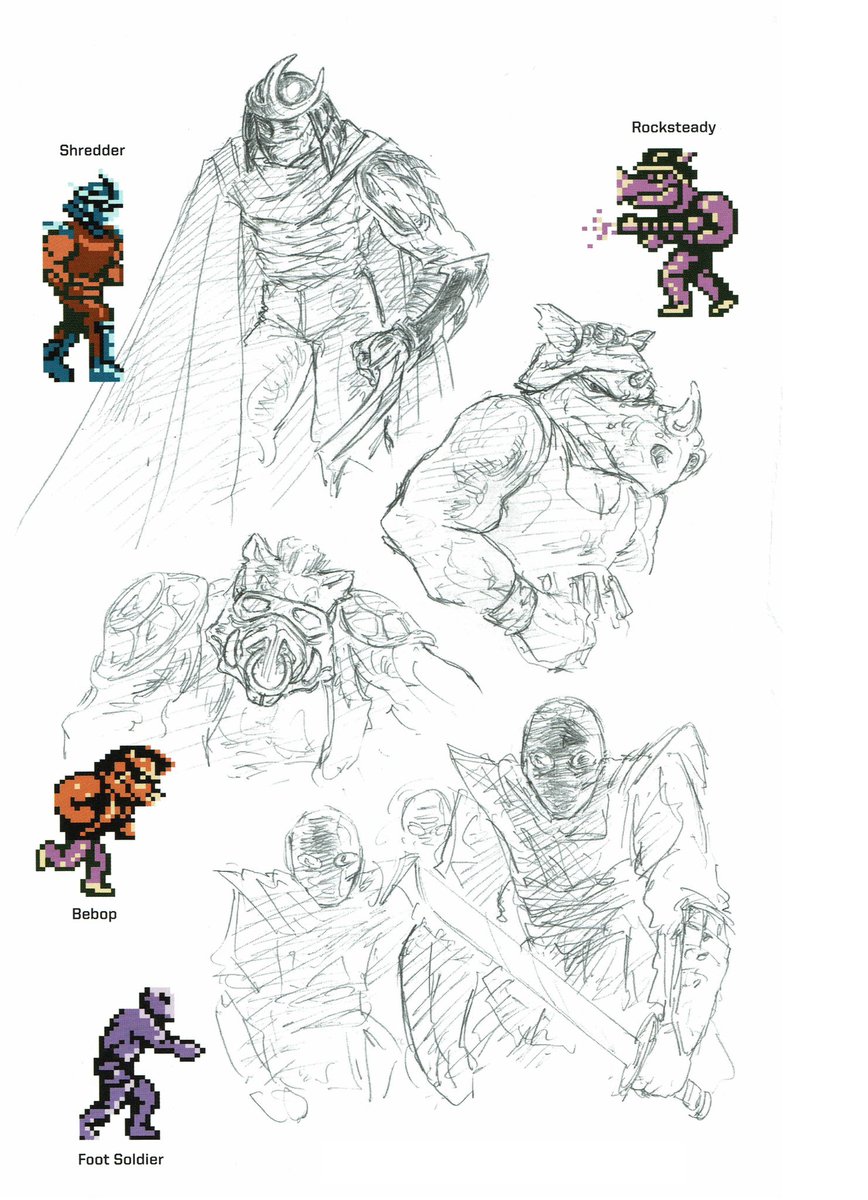 VGArtAndTidbits's tweet photo. Teenage Mutant Ninja Turtles (NES) enemy concept artwork and in-game sprites. https://t.co/DlRV5tcMA5