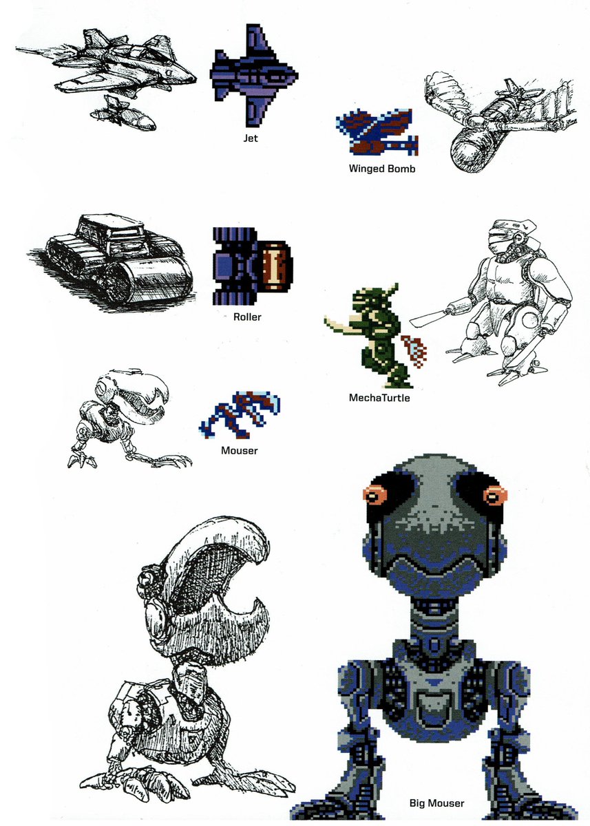 VGArtAndTidbits's tweet photo. Teenage Mutant Ninja Turtles (NES) enemy concept artwork and in-game sprites. https://t.co/DlRV5tcMA5