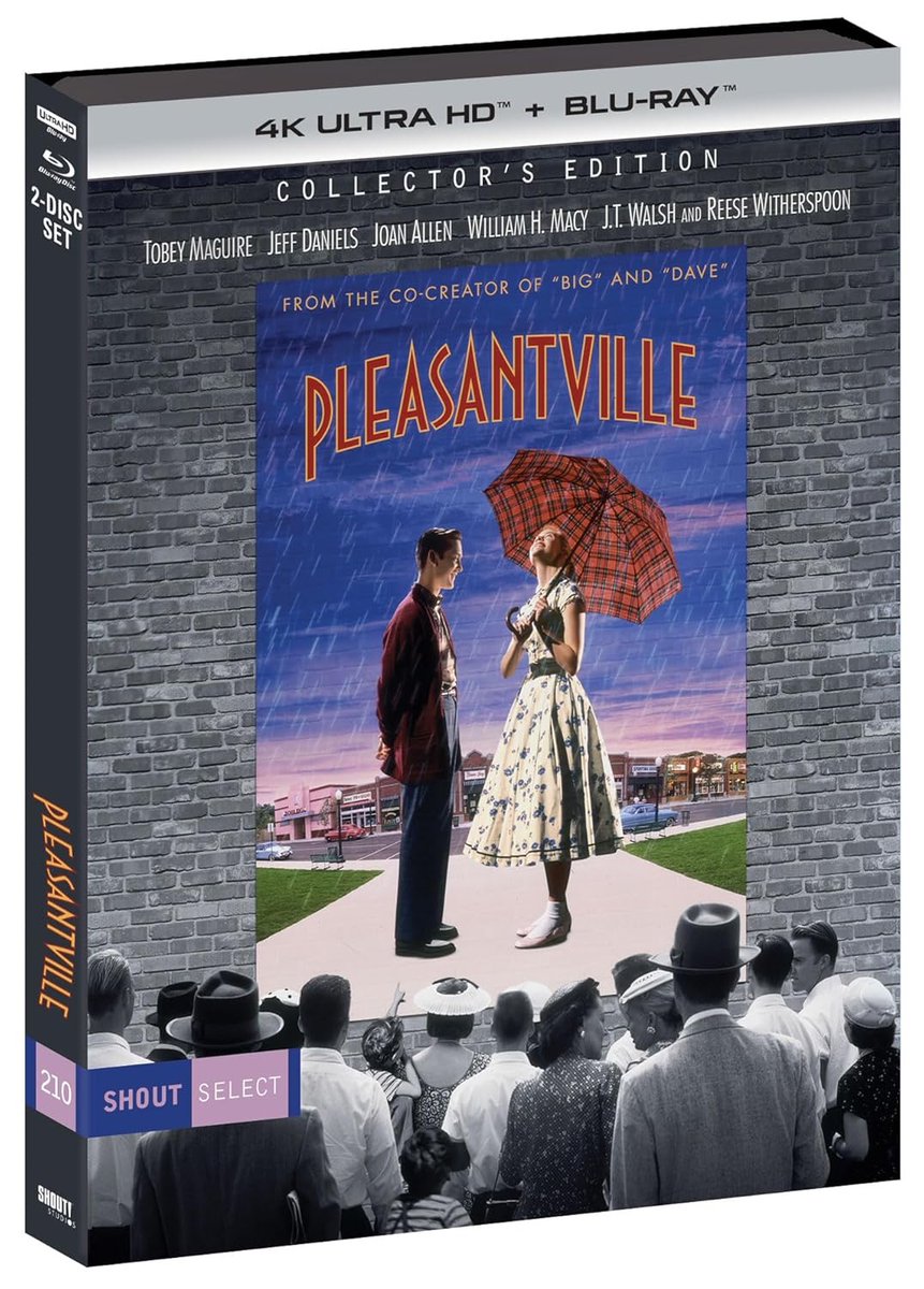 disc_connected's tweet photo. ***ANNOUNCEMENT***
Coming on July 21st on standard #4K in the US from @Shout_Studios as part of their #ShoutSelect line: #Pleasantville (1998)!
In the black-and-white '50s sitcom realm of Pleasantville, mom always has a yummy meatloaf in the oven, the home team never loses and romance is a shy peck on the cheek. Until now. Modern, real-life teens David (Tobey Maquire) and Jennifer (Reese Witherspoon) are mysteriously zapped into that TV world, and with them come ideas and passions that turn the town's cozy perfection into something more challenging and colorful From Gary Ross (Big. Seabiscuit) comes an imaginative fantasy that maintains its humor even as it reveals its own true colors about embracing life in all its messiness and unpredictability. Don't touch that dial. Stay tuned to life in Pleasantville
Special Features:
- 4K Scan from the Original Camera Negative Approved by Writer and Director Gary Ross Presented in Dolby Vision
- Audio Commentary with Writer/Director Gary Ross
- Isolated Score Track with Audio Commentary by Composer Randy Newman
- Introduction by Writer and Director Gary Ross
- The Color of Change: Making Pleasantville - Interview with Writer and Director Gary Ross
- Audio Commentary with Writer and Director Gary Ross
- The Art of Pleasantville Vintage Featurette
- Theatrical Trailer
Preorder (not live at time of posting, keep checking): https://t.co/YgypSMDBLR
Gruv: https://t.co/fGvpKQ2uPf
#BluRay #Ad #PhysicalMedia #BluRays #BoutiqueBluRay #CultMovies #DiscConnected #ShoutStudios #ReeseWitherspoon #TobeyMaguire #JoanALlen #WilliamHMacy #JTWalsh #JeffDaniels #GaryRoss