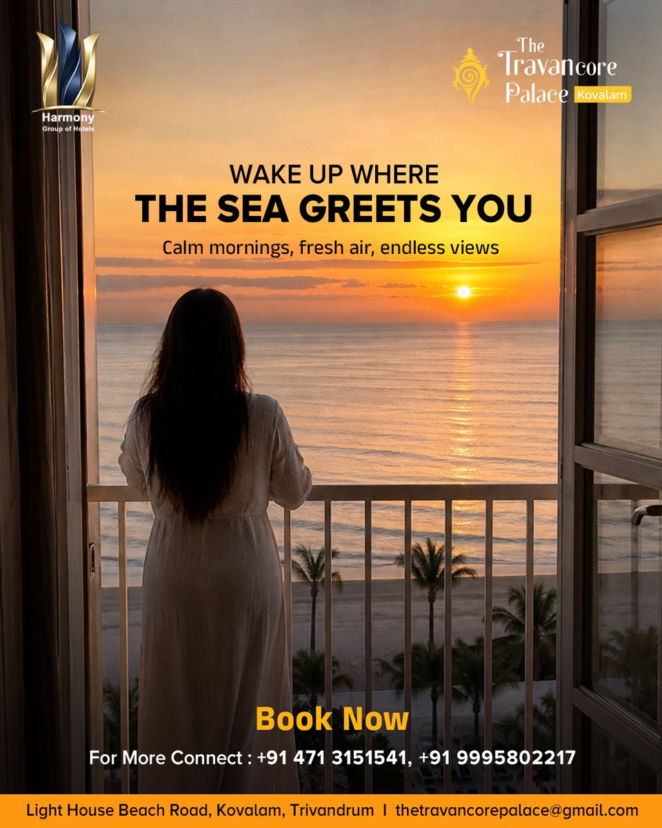 PlaceTravancore's tweet photo. Wake up where the sea greets you 🌊

Calm mornings. Fresh air. Endless views.

Your perfect Kovalam escape starts here.

Book now:+91 9995802217

#Kovalam #KeralaTourism #BeachStay #TravelIndia https://t.co/hfHuaB5Nfs