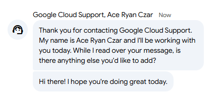 big fan of my support agent who clearly just picked three english words he liked as his name