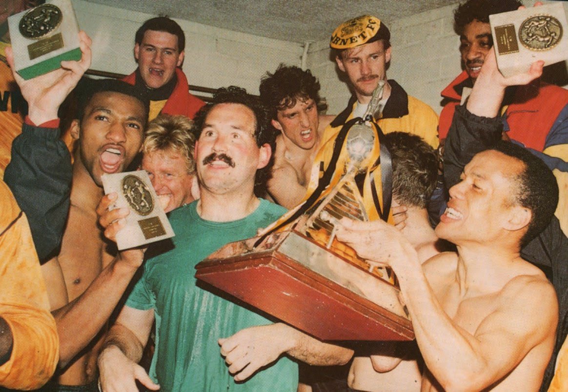 Downhill2ndHalf's tweet photo. ON THIS DAY - 1991

Today is the 35th anniversary of Barnet’s first Conference title win. We secured our long-sought after Football League place with a final day 2-4 win at Fisher Athletic. Gary Bull scoring arguably the most iconic Barnet goal of all time to clinch promotion. https://t.co/CPhAHZKDcI