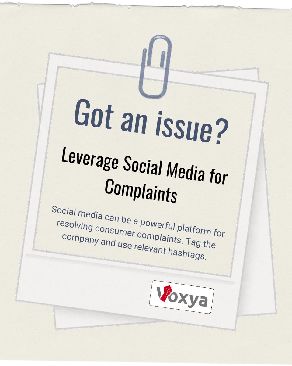 voxya_'s tweet image. Got an issue with a brand?

Take it to social media.
Tag them. Use hashtags. Get noticed.
Your complaint deserves attention.

#ConsumerRights #CustomerSupport #SocialMedia #Voxya #SpeakUp