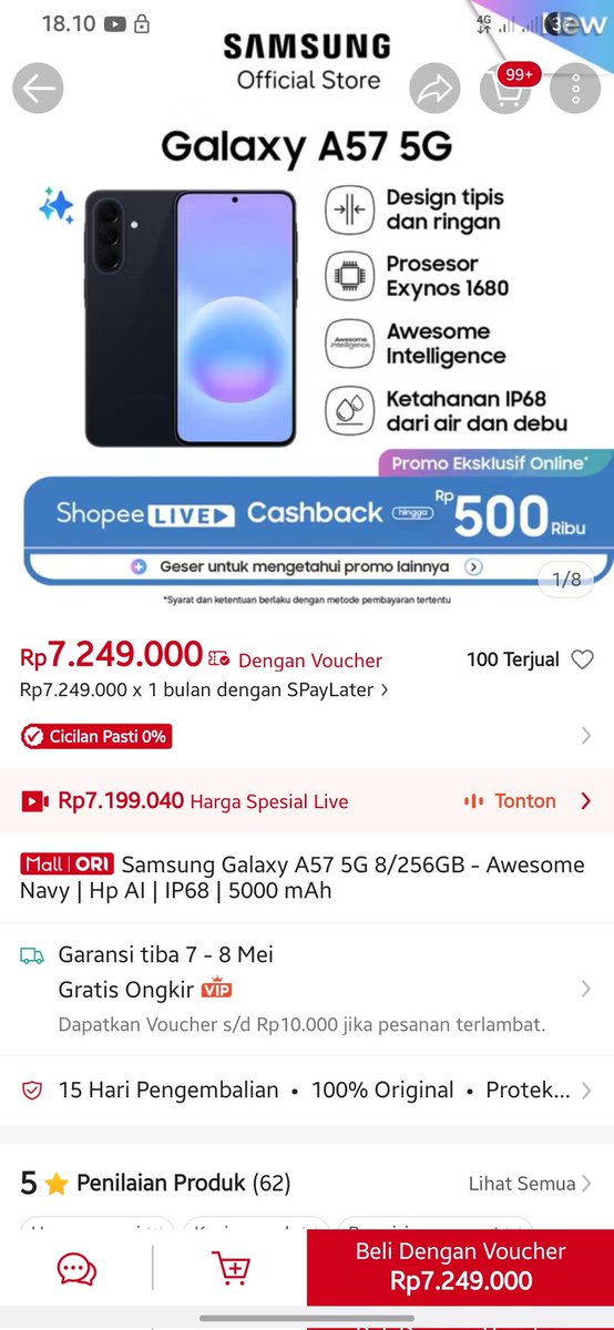 bbyunpin's tweet photo. @ShopeeID @ShopeelD Desain slim &amp; performa kuat Exynos 1680 di Galaxy A57 5G, jadi bebas Explore Cross Passion Mission &amp; ngelakuin banyak hal yang aku suka #GalaxyA57withShopee

Suka banget deh sama update software jauh lebih panjang, performa lebih stabil, serta peningkatan kamera &amp; ketahanannya😍 https://t.co/dEsvWFuxx7