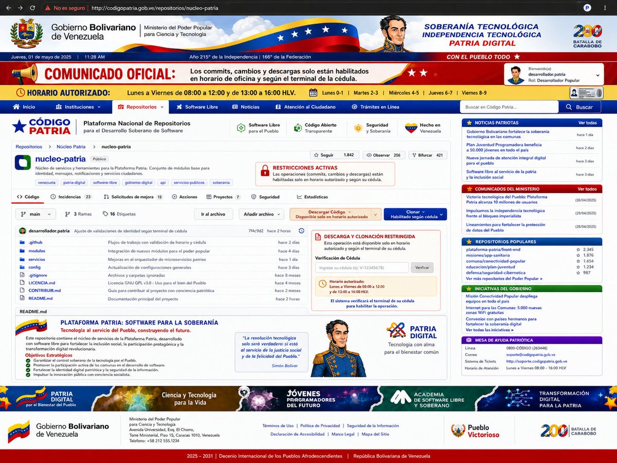 GitHub, si fuese del Gobierno de Venezuela