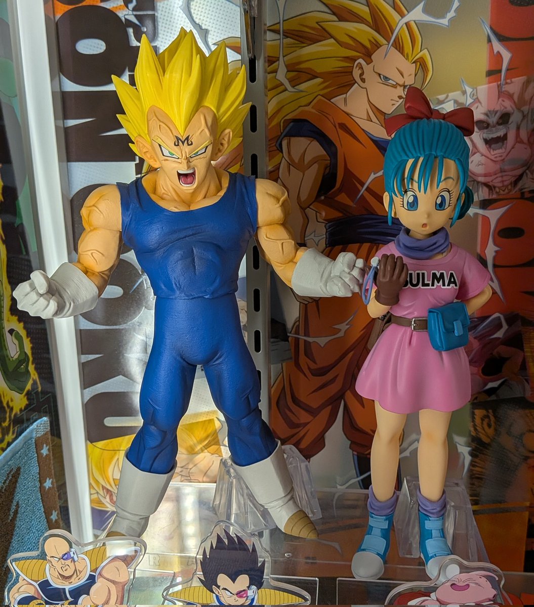 今日見たドラゴンボール一番くじの展示、ベジータとブルマが横並びで