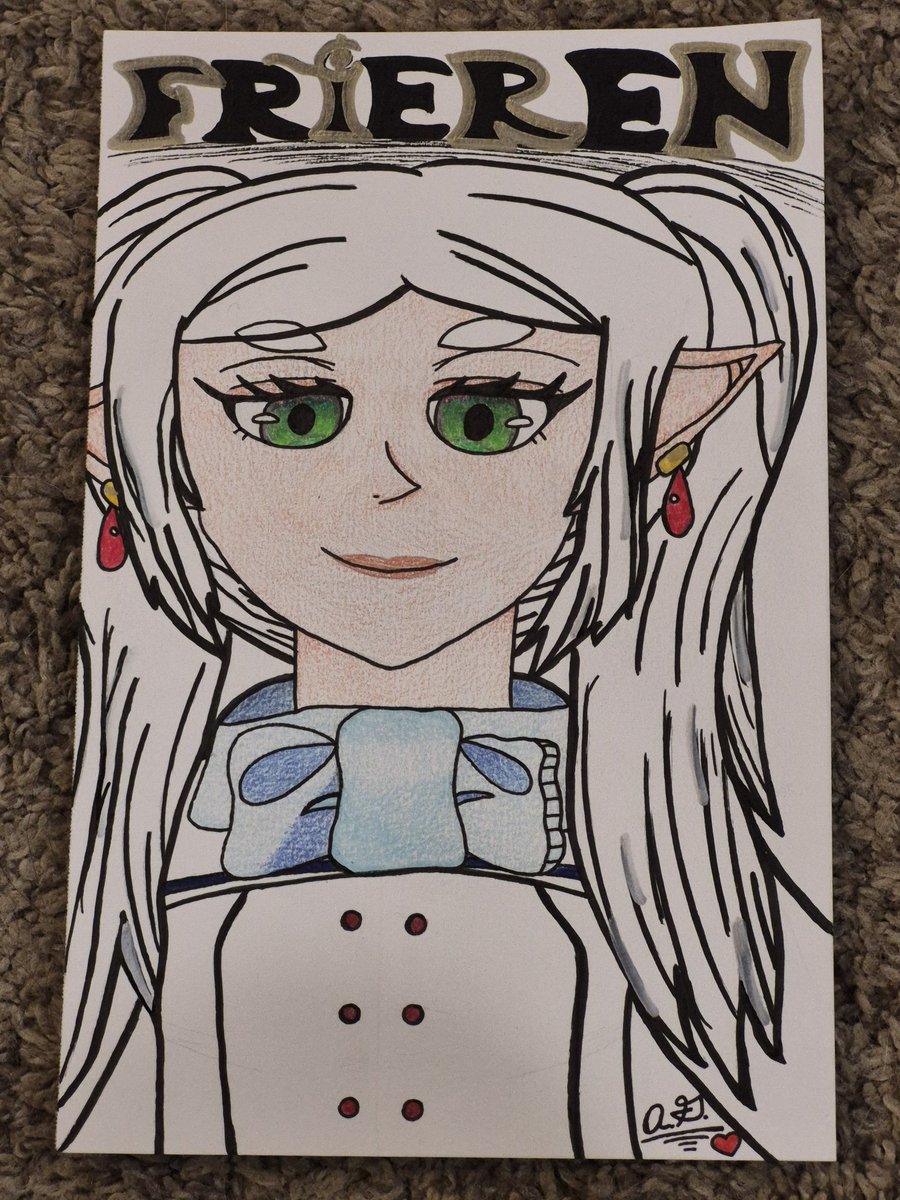 GreenePanda21's tweet image. A pencil sketch to start while I first watched the show - but I recently colored it in and added marker! 😄

It's Frieren from Frieren: Beyond Journey's End! ✨️ #Frieren #anime #FrierenBeyondJourneysEnd 🤍