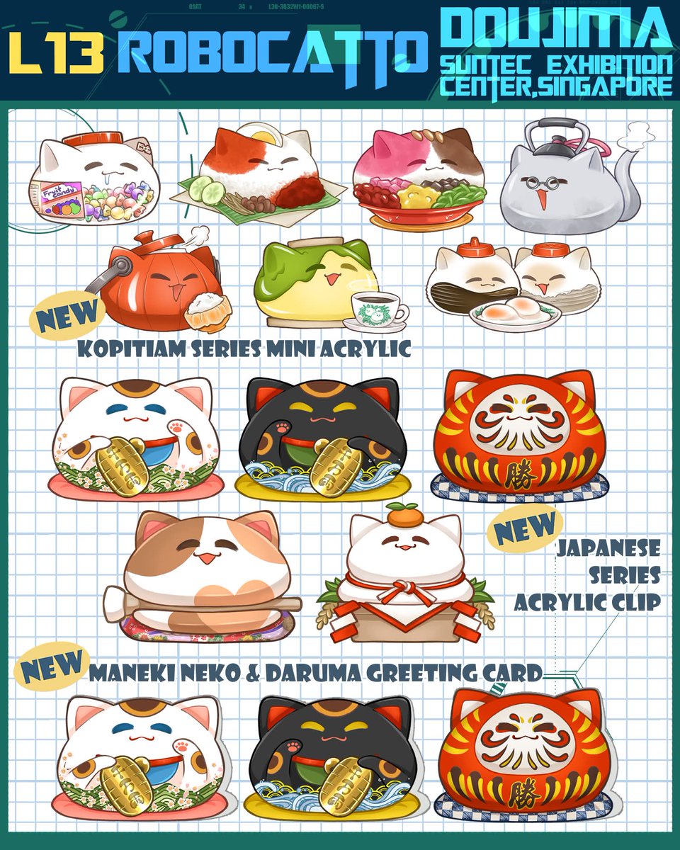 maotypeb's tweet photo. Doujima catalog 🎉
L13 robocatto

this time I made more original cat merch!!!
not sure if anyone interested to get my mini zine, so I'll only bring limited copies.

#doujimasg #doujimacatalogue2026 #doujimacatalogue https://t.co/sIJo5Bcj7s