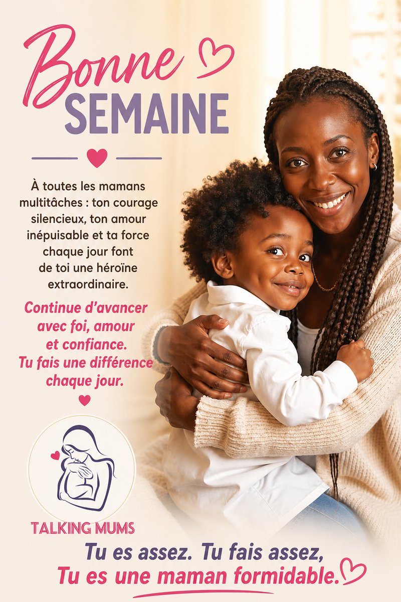 MumsTalking's tweet photo. MUM,

C'est une nouvelle semaine,
Et tu vas continuer d'avancer avec foi et confiance.

Sache que tu fais la différence chaque jour, parce que tu es une maman EXTRAORDINAIRE ❤️

EXCELLENTE SEMAINE à nous les MUMS ❤️ https://t.co/wv7foouw0s