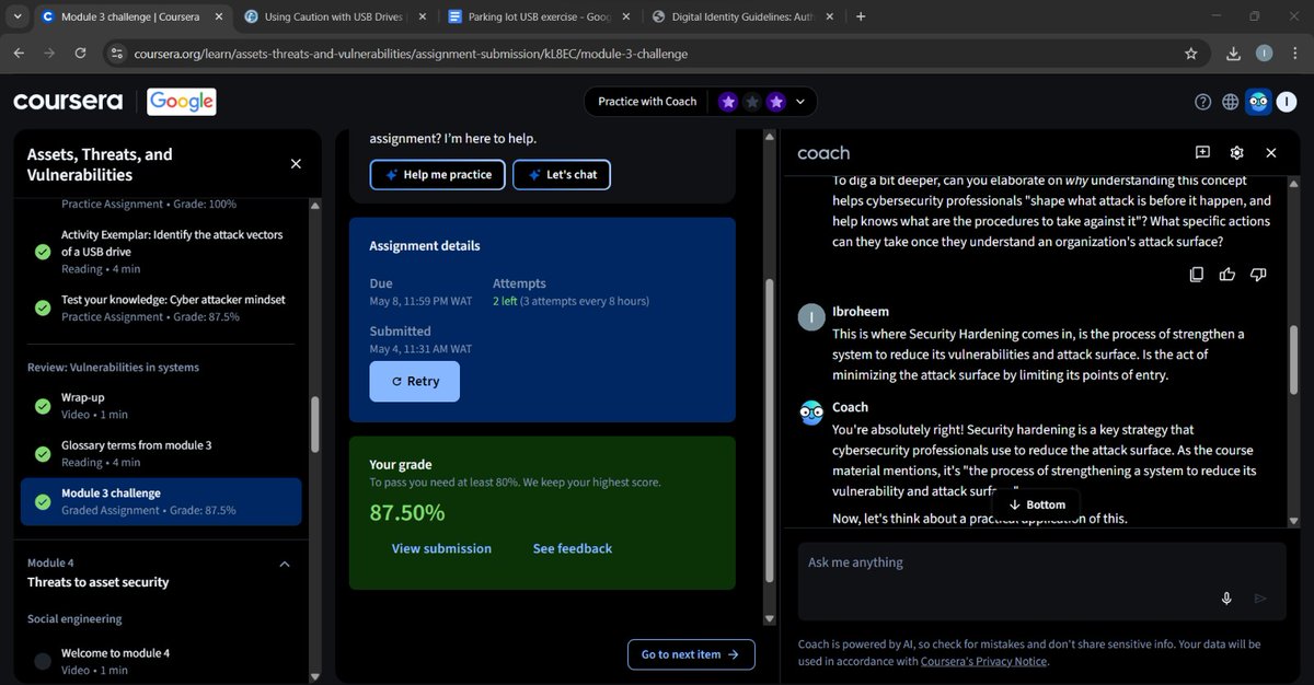 Ibroheeeem's tweet photo. Day43/ #100DaysInCybersecurity Completed a module on vulnerabilities
Learned about defense-in-depth, the Common Vulnerabilities and Exposures (CVE) list, attack surfaces, and attack vectors.
Understanding how attackers find gaps helps build stronger defenses 🚀
@ItexperienceI https://t.co/5i9ceazIkj