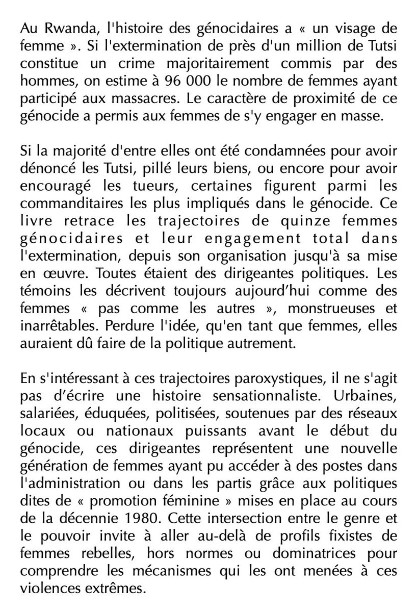 Juliette Bour - Comme des hommes ?

Femmes politiques génocidaires au Rwanda

À paraître en août chez CNRS Éditions