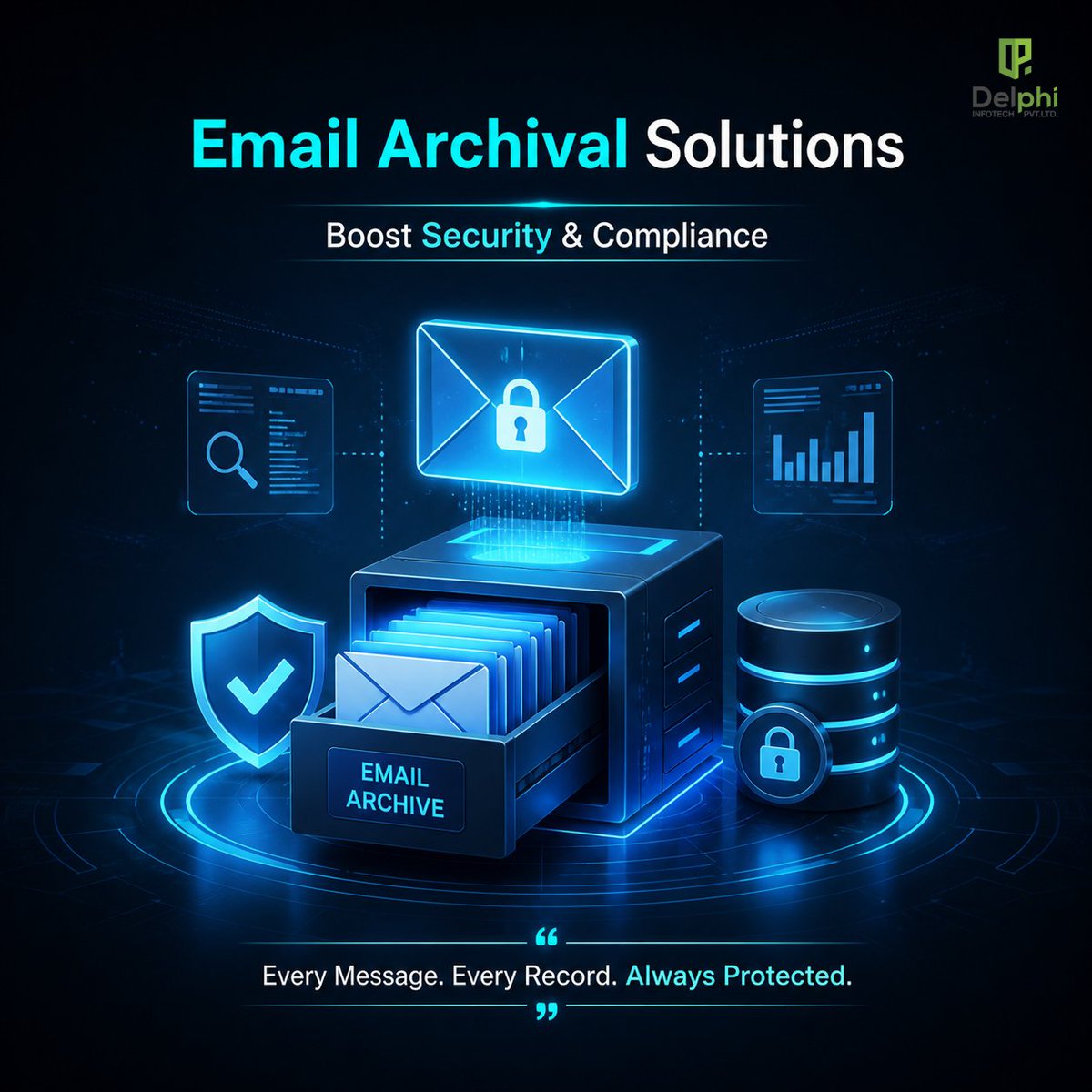 DelphiInfotech's tweet image. Safeguard your business history with Delphi Infotech's Email Archival Solutions. Ensure all messages are secure, searchable, and compliant! 

Free consultation: delphiinfo.com/contact  

#EmailArchival #EmailSecurity #DataProtection #ComplianceManagement #BusinessSecurity