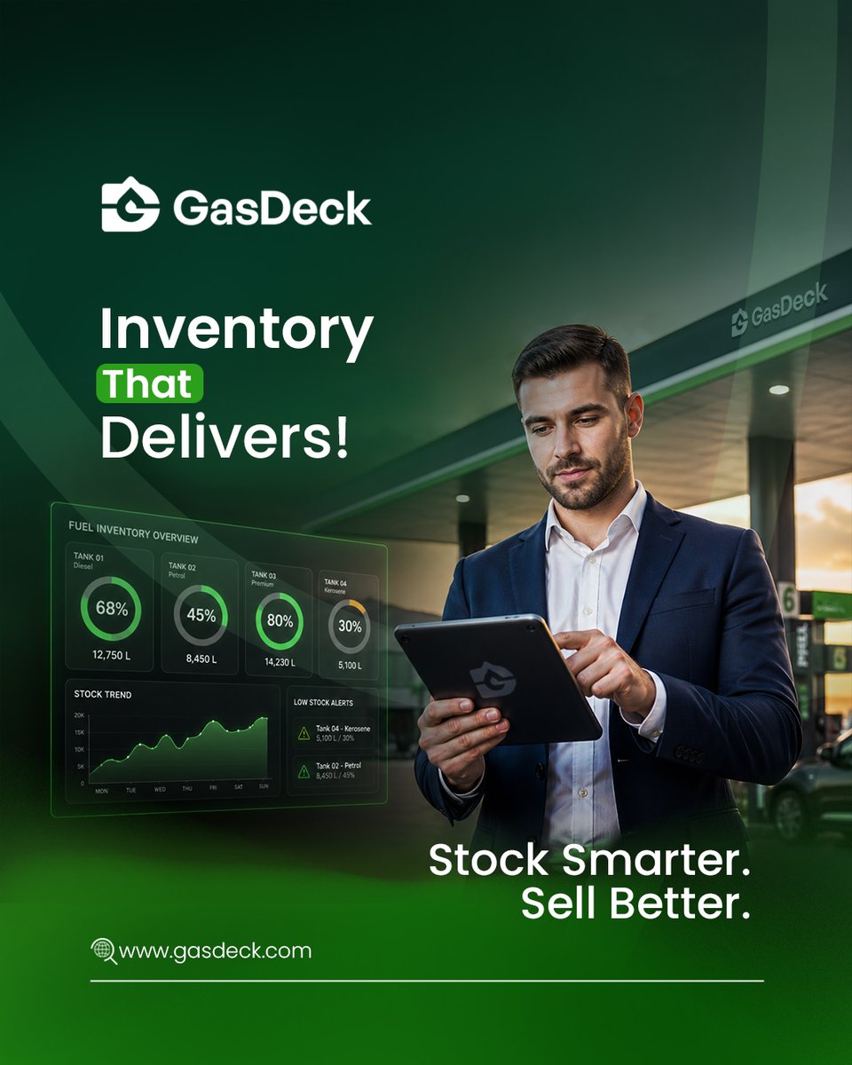 gasdecklive's tweet image. Gasdeck simplifies fuel inventory management with real-time tracking, accurate reporting and full operational control from one platform.
#gasdeck #inventorymanagement #businessmanagement