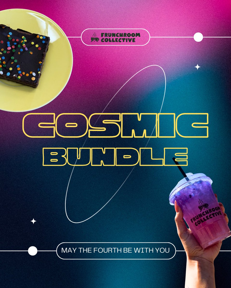 FrunchRmCoffee's tweet photo. Happy first day of Teacher Appreciation Week at Frunchroom Collective! 🍎

Stop in for a ✨COSMIC BUNDLE! ✨

Our Cosmic Bundle includes: 
⭐️ 16oz or 20oz Cosmic Butterfly Lemonade
⭐️ GF Cosmic Brownie from @deflouredbakery 

You ✨POUR✨ so much into our students — this one’s for you! We appreciate you, teachers! 

🌌 MAY THE FOURTH BE WITH YOU 🌌

Open til 8:00PM ☕️🏠