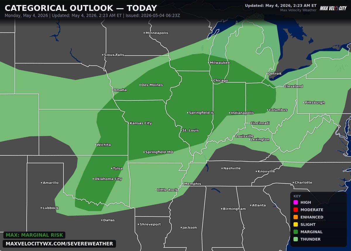 SEVERE WEATHER will return today to the Midwest and Southern Plains!

A lot of storms will fire late this afternoon into the evening. We are mainly watching for isolated damaging winds and hail, but a brief tornado can't be ruled out. Have multiple ways to receive weather alerts