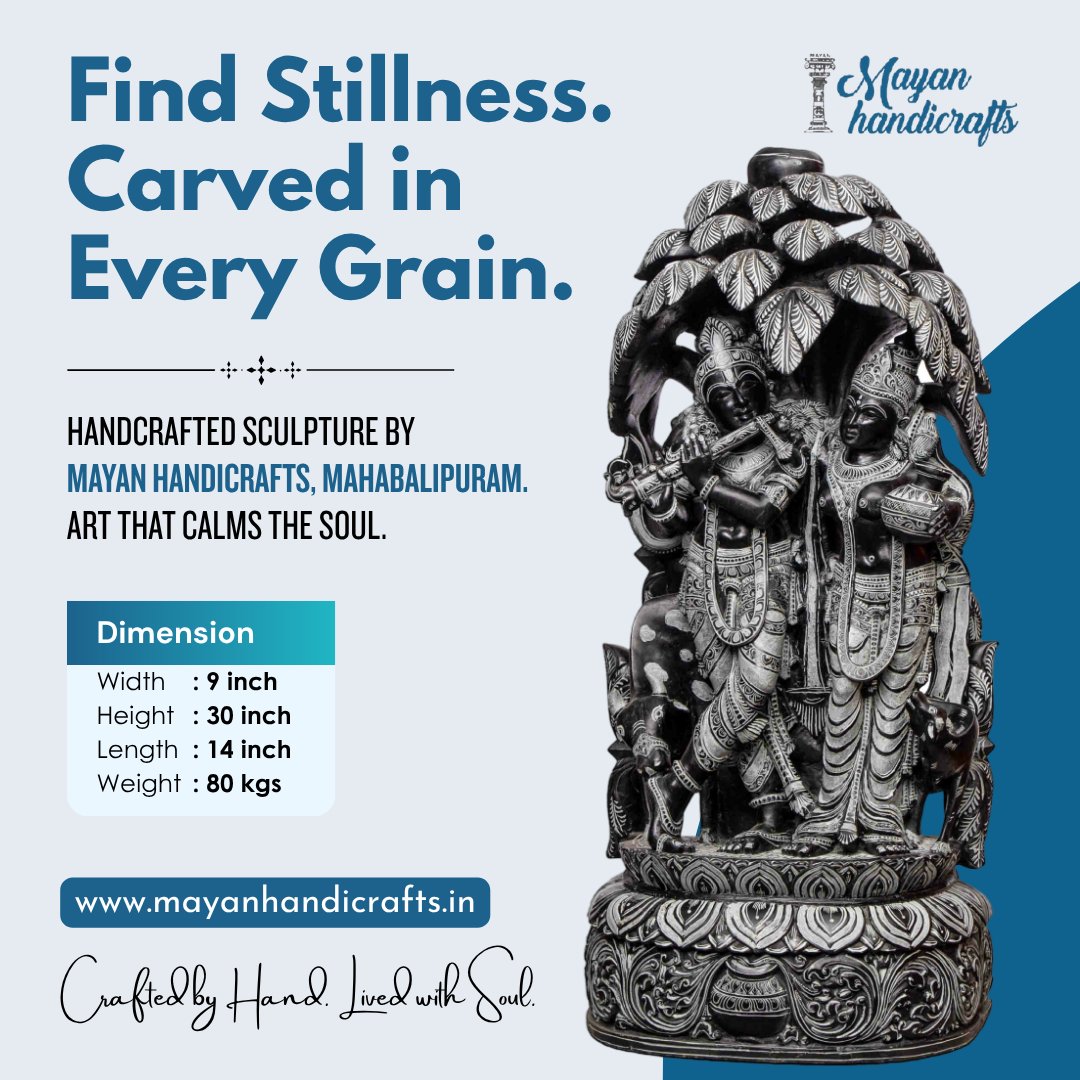 Mayanhandi49656's tweet image. Find stillness. Carved in every grain. 🪨

A 30" Radha-Krishna sculpture—hand-carved in black granite by the masters of Mahabalipuram.

Art that calms the soul.

👉 mayanhandicrafts.in

#MayanHandicrafts #StoneArt #RadhaKrishna