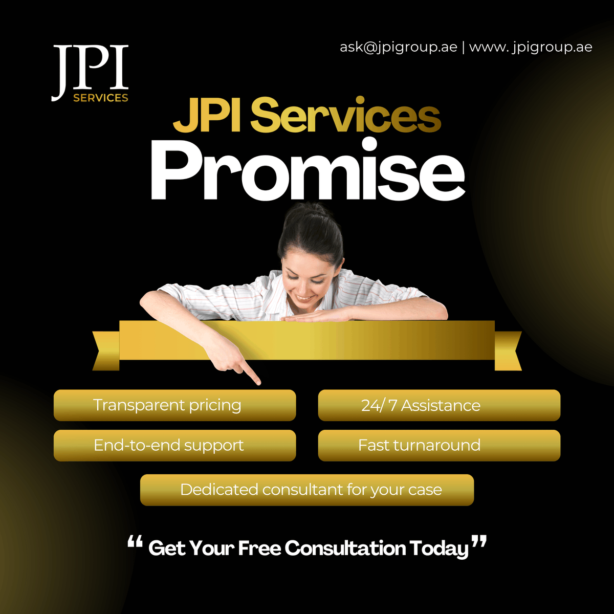 jpiservicesuae's tweet photo. The JPI Promise ✨
✦ Transparent pricing — no hidden fees 
✦ Dedicated consultant 
✦ End-to-end support 
✦ Fast turnaround 
✦ 7-day availability

Mainland | Free Zone | Offshore setups done right.
DM us to get started 👇

#DubaiBusiness #CompanyFormation #UAEBusiness https://t.co/15N5oy9UKE