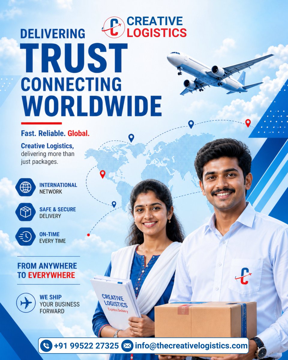 CreativeLogisti's tweet image. Delivering trust and connecting you worldwide! 🌐✈️

Creative Logistics offers a fast, reliable, and global international network. From #Chennai to everywhere, we ensure safe and secure delivery on-time, every time. 📦✅

Get a quote: wa.me/919952227325

#Logistics #Shipping