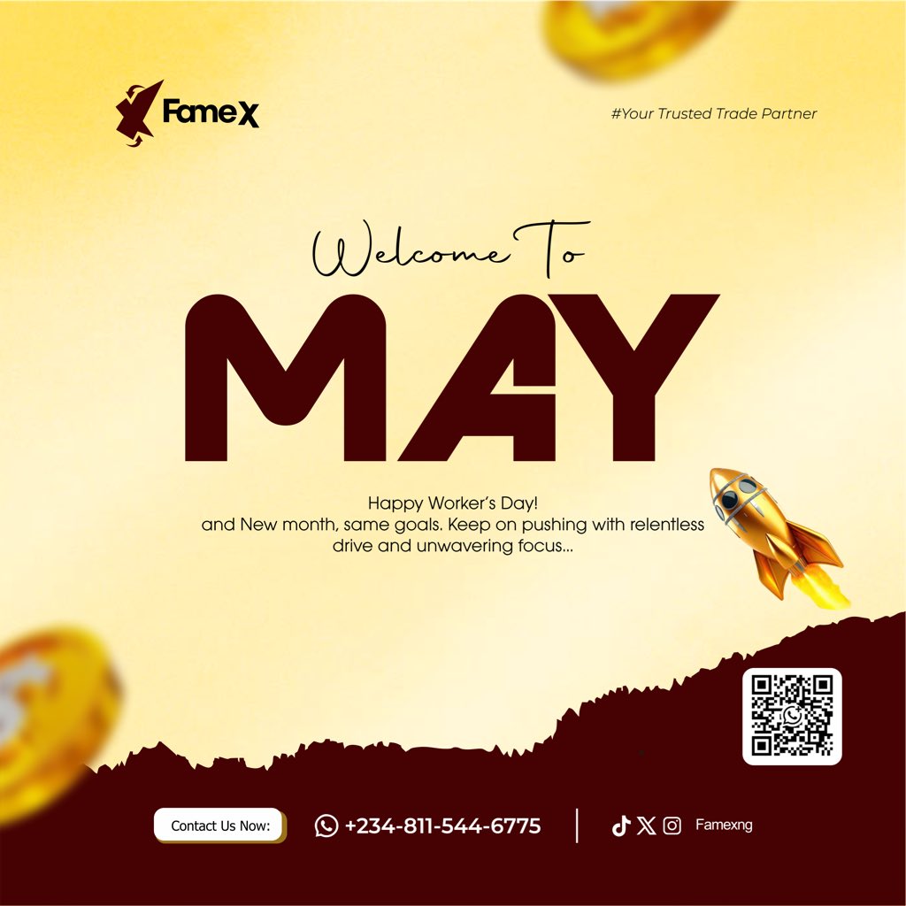 famexng's tweet photo. WELCOME TO MAY! May this month bring you profitable trades and smart decisions! 💸 Trade like a pro with FameX 🚀 #FameX #MayOpportunities #CryptoTrading https://t.co/7niVtZhHeG