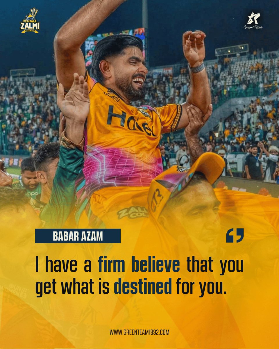 GreenTeam1992's tweet image. Babar Azam strongly believes that destiny rewards the ones who stay consistent. 

#HBLPSL11 | #Cricket | #GreenTeam | #OurGameOurPassion | #KhelKaJunoon